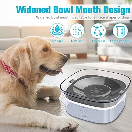 UPSKY 70oz Dog Water Bowl 2L No Spill Dog Bowls Large Capacity Spill Proof Slow Water Feeder, No Splash Pet Water Dispenser Vehicle Carried Travel Slow Drinking Bowl for Messy Drinkers 5