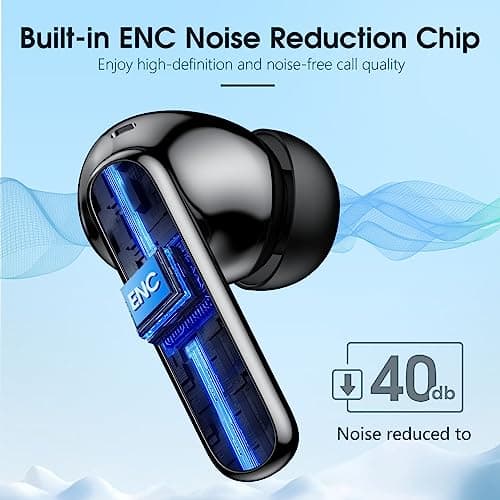 Wireless Earbuds Bluetooth 5.3 Headphones 40 Hrs Playtime with LED Display, Deep Bass Stereo and Noise Cancelling Bluetooth Earbuds HD Mics IPX7 Waterproof Ear Bud for iPhone and Andorid, Metal Black 5