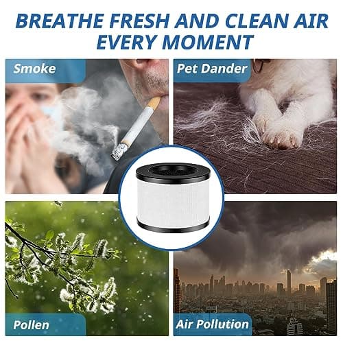 2 Pack TZ-K1 Replacement Filter Compatible with ToLife TZ-K1 Air Puri-fier, MK01 MK06, FreAire KN6391 Air Purifiers and VOOPNU DH-JH12 Air Purifier, 3-in-1 HEPA High-Efficiency Activated Carbon Filter 8