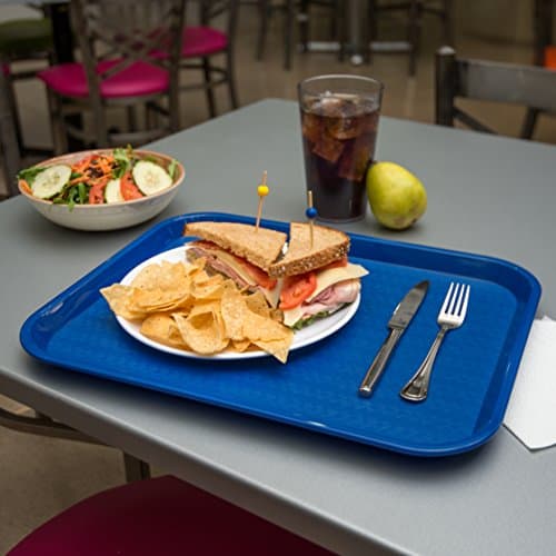 Carlisle FoodService Products Cafe Fast Food Cafeteria Tray with Patterned Surface for Cafeterias, Fast Food, And Dining Room, Plastic, 17.87 X 14 X 0.98 Inches, Blue 5