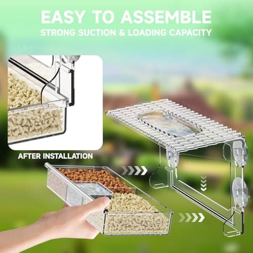Acrylcc Window Bird Feeders with Strong Suction Cups for Window Viewing and Balcony,See Through Wild Birdfeeder with Bath and Water Combo,Clear Windows Bird Feeder for Cats,Kids,Birds Lover Gifts 4