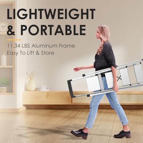 HBtower 4 Step Ladder, Lightweight Aluminum Ladders for Home with Tool Tray, Anti-Slip Folding Step Stool for Adults, Strudy Portable 330LBS Capacity 5