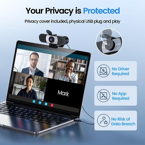 EMEET 1080P Webcam, C960 Web Camera with 2 Noise-Cancelling Microphones & Privacy Cover, 90° FOV Computer Camera, Plug & Play USB Webcam for Calls/Conference, Zoom/Skype/YouTube, Laptop/Desktop, Grey 5