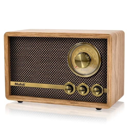 Mufoli Vintage Bluetooth Speaker, Wood Retro Radio with Bluetooth for Office, Home, Bedroom, Living Room, Office, Cafe, Radio Speaker with White Noise Machine(Walnut/RA60S-E)