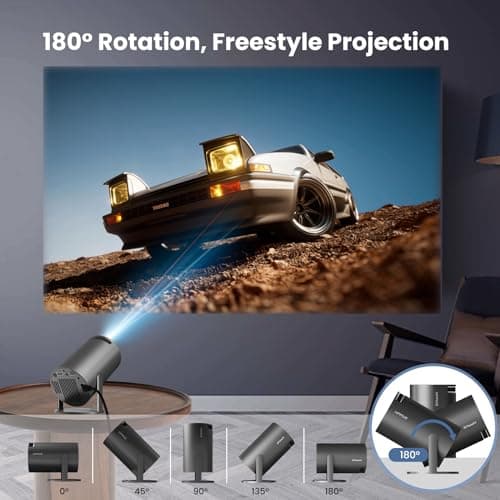 [180°Adjustable Stand] Smart Mini Portable Projector with WiFi and Bluetooth, Auto Keystone Upgraded 350ANSI, Android11.0, Ceiling, Outdoor Use, Compatible with TV Stick Smartphone/HDMI/USB(Grey） 6