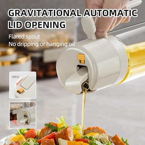 MDZF SWEET HOME Oil Sprayer for Cooking, 18.6oz/550ml 2 in 1 Olive Oil Dispenser Bottle for Kitchen, Oil Mister Spray Bottle for Cooking, Air Fryer, Salad, Frying, BBQ (Creamy White) 5