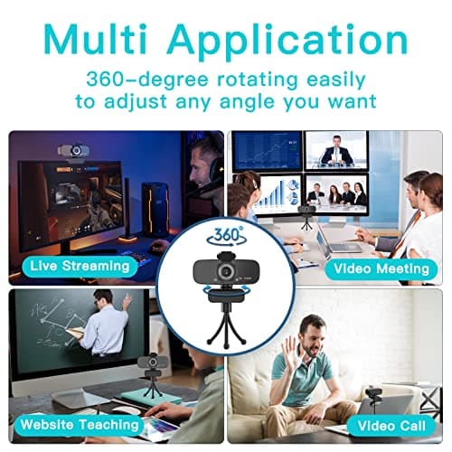 Argmao 1080P HD Webcam with Microphone for Desktop, USB Computer Camera with Web Cam Cover&Web Camera Stand, 110-degree Wide Angle Streaming Webcam for PC Zoom/Video Calling/Gaming/Conferencing 6