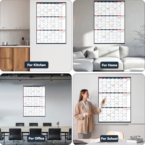 Dry Erase Calendar for Wall - Undated 3 Month Wall Calendar, 28" x 40"(Vertical), Large Wall Calendar Dry Erase for Office, Home, School 7
