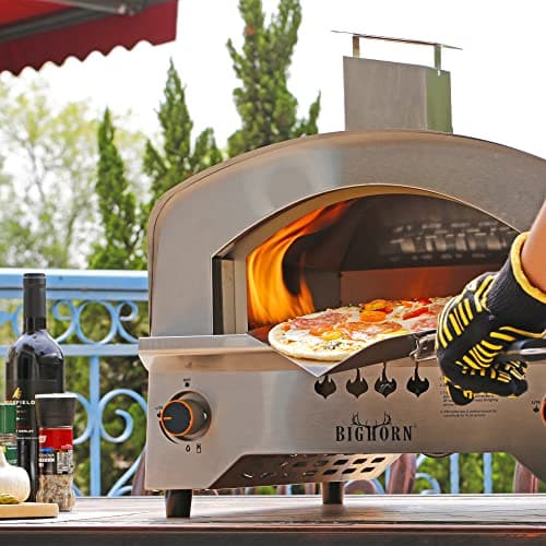 BIG HORN OUTDOORS Gas Pizza Oven, Portable Propane Pizza Oven with 13 inch Pizza Stone, Stainless Steel Pizza Maker for Outdoor Cooking 6
