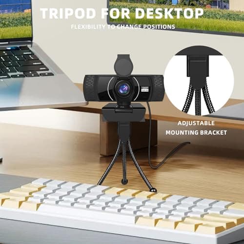 PEATOP Full HD Webcam for PC 1080P with Microphone,Computer Webcam 110° Field of View Streaming Camera with Cover Tripod Auto Light Correction Webcams for Zoom,Video Call, Skype,Teams 5