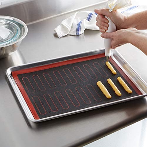 Amazon Basics Non-Stick Silicone Baking Mat, Non-Slip, Heat Resistant, for Dough Rolling, Reusable, Easy to Clean, Rectangular, 15.7" x 11.8", Black/Red/White, 2 Pack 6