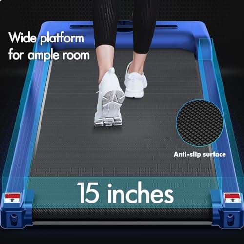 BLACK LORD Walking Pad with Handle Bar, 2.7 HP Quiet Foldable Under Desk Treadmill with Bluetooth Speaker, Portable Running Treadmills for Home, LED Display, App/Remote Control, 330lbs Capacity, Blue 7