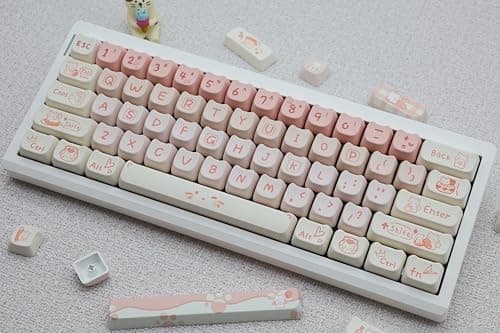 Cmokifuly GMK61 60% Mechanical Keyboard Kit Tri-Mode South-Facing RGB LED for 3/5pin Switches,61 Keys Hotswap Socket PCB Gasket Mounted Plate DIY Gaming Keyboard Kit (White) 8