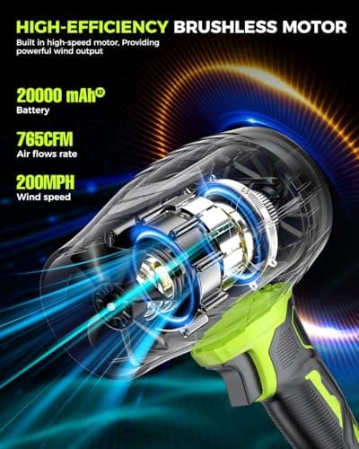 SNJORT Leaf Blower Cordless with Battery and Charger, 980,000 RPM, Extended Nozzle, Lightweight Handheld,Blower for Patio Cleaning,Leaves and Dust,Birthday Gifts for Men Dad Husband 5