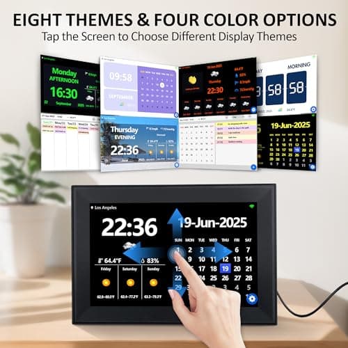 TIXINPO WiFi Smart Digital Clock with Weather and Temperature,with Date and Day of Week for Elderly,64 Alarms, Digital Calendar & Schedule Reminders (10.1" Black) 2