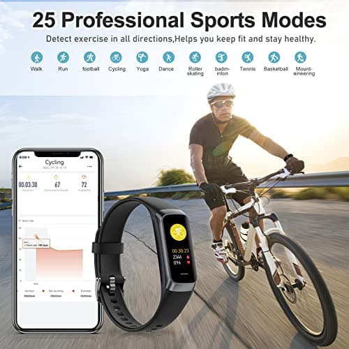 Zeacool Fitness Tracker with 24/7 Heart Rate, Blood Oxygen Blood Pressure Sleep Monitor, Activity Trackers 5 ATM Waterproof,Step Calorie Counter Pedometer Health Smart Watch for Women Men (Blac) 5