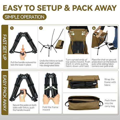 MARCHWAY Lightweight Folding High Back Camping Chair with Head Support, Stable Portable Compact for Outdoor Camp, Travel, Beach, Picnic, Festival, Hiking, Backpacking (Highback Khaki) 6