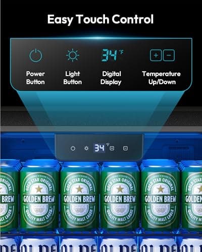 EUHOMY Mini Fridge 130 Can Beverage Refrigerator Cooler Glass Door for Soda Wine Beer, Beverage Cooler for Home, Bar, Office with Digital Temperature Control Adjustable Shelves, 3.2 Cu.Ft, Silver 6