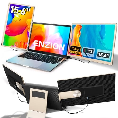 Enzion Laptop Screen Extender,Upgraded 15.6" Portable Monitor,FHD 1080P Triple Laptop Screen Extender,Detachable Dual Monitor for 13”-17” Laptops,Plug & Play,Compatible with Mac/Wins/Chrome/Dex