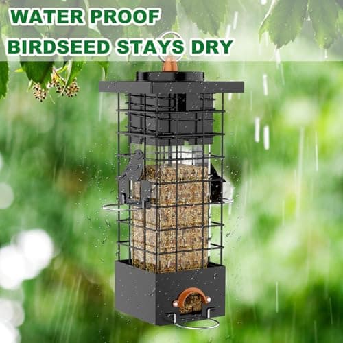 Squirrel Proof Bird Feeder,Metal Bird Feeders for Outdoors,Attracting Finch,Cardinal,Chickadee and More Wild Bird,Birthday Gifts for Bird Lovers,2.5LB Capacity 5