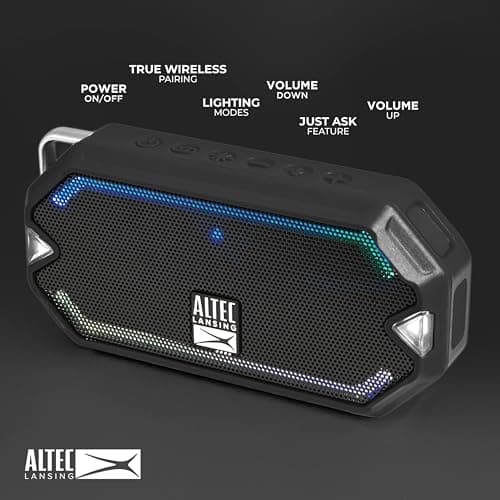 Altec Lansing - HydraMini Wireless Bluetooth Speaker, IP67 Waterproof USB C Rechargeable Battery with 6 Hours Playtime, Compact, Shockproof, Snowproof, Everything Proof (Black) 3
