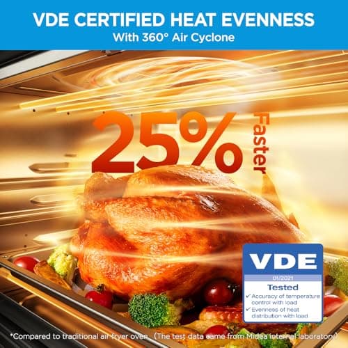 Midea Flexify French Door Toaster Oven Air Fryer Combo, 26.4 QT, Extra Large Air Fryer Countertop Oven 10-in-1 Combo, 25% Faster Cooking and 90% Less Oil, Stainless Steel 5