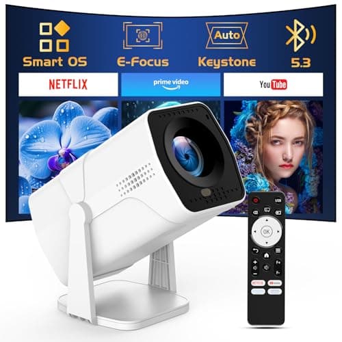 【Netflix Officially Licensed】TMY Projector with Built in Apps, 1080P Movie Projector with WiFi and Bluetooth, Electric Focus & Auto Keystone, 270° Rotatable Outdoor Projector for Phone/PC/HDMI/USB