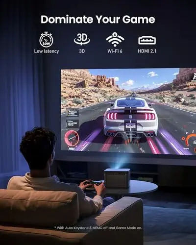 Dangbei DBOX02 Laser Projector 4K GTV, 2450 ISO Lumens, Netflix Officially Licensed, Blu-ray 3D, Home Theater Projector with WiFi and Bluetooth, HDR10+, 200-inch Picture, 2x12W DTS:, Dolby Audio 7