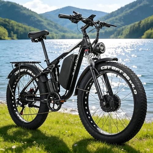 (26" EB7PRO, White) Ebike for Adults, 4000W Peak 6000W Dual Motor Electric Bike, 52V 32AH, 90Mile & 45MPH Fat Tire All Terrain Electric Bicycles, 7 Speed AWD Full Suspension Electric Mountain Bike 11