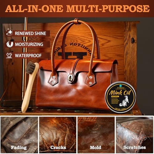 Feilove 4-in-1 Mink Oil Leather Conditioner and Cleaner Kit 3.52 oz - Premium Waterproof Leather Care for Boots, Shoes and Bags 6