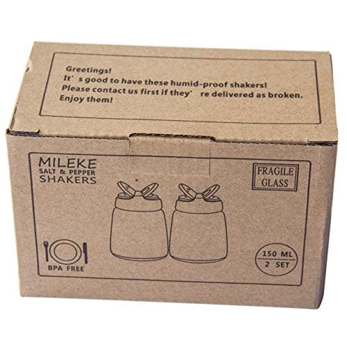 MILEKE Salt and Pepper Shakers, Moisture-Proof Condiment holders 150ML, 2/pack 6