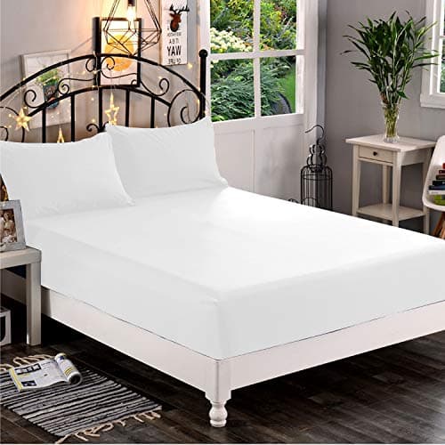 Elegant Comfort 1500 Premium Hotel Quality 1-Piece Fitted Sheet, fade Resistant, Full, White