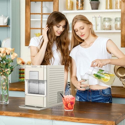 Frigidaire Nugget Ice Maker, Countertop Ice Machine with Transparent Window, Sonic Ice Maker with 44 lbs. Capacity, Auto Self Cleaning Ice Maker Machine, 2.0 Gen, Cream - 16.75D x 11.75W x 20.25H 8