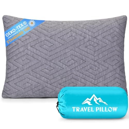 1 MIDDLE ONE Travel Pillow for Sleeping Camping, Memory Foam Small Pillow with Breathable Cover for Backpacking, Airplane, Car (15.5 X 12 Inch)