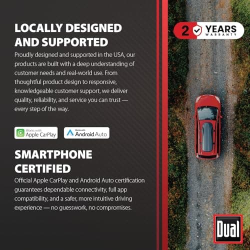 Dual Electronics DCPA71 7-inch Certified Apple Carplay Android Auto | Double DIN Touchscreen Car Stereo Radio | Bluetooth Hands Free Calling & Music Streaming | Backup Camera Input 5