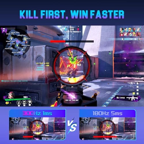 SANSUI Gaming Monitor, 24.5" 300hz 240hz FHD 1080P 1ms FPS PC Monitor Gaming, HDR, FreeSync, DisplayPort x2 HDMI x2, Fast IPS, 120% sRGB, Audio Jack, VESA Support, Desktop Compatible(ES-G25X1 PRO) 2