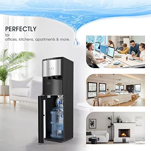 COSVALVE Bottom Loading Water Dispenser for 5 Gallon Bottles, 3 Temperature Settings Hot Cold & Room Water w/Child Safety Lock, Empty Bottle Indicator, Freestanding for Home Office Kitchen 6