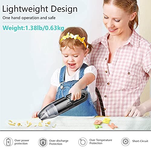 Handheld Car Vacuum Portable Cordless, Dust Buster Rechargeable High Power Suction, Mini Hand Held Vacuum Cleaner with Washable HEPA Filter, Multi-Nozzles, Lightweight Hand Vacuum for Car Home Office 9