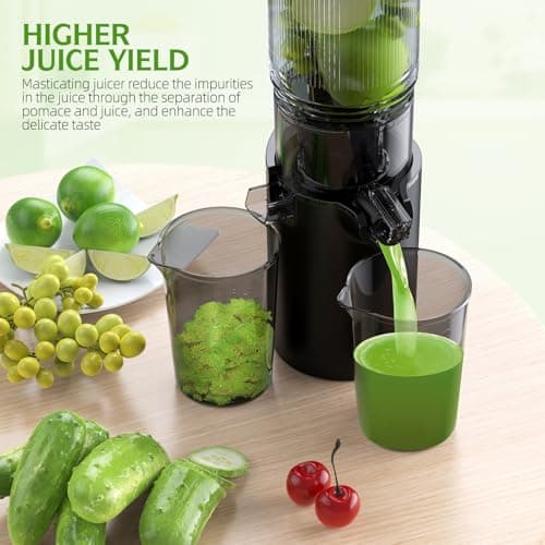 Juicer Machines, Cold Press Juicer with 5.4" Extra Large Feed Chute, Slow Masticating juicer for Whole Vegetables and Fruits, High Juice Yield, Easy to Clean. 5