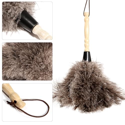2pcs Ostrich Feather Dusters Natural Feathers Duster with Wooden Handle Natural Ostrich Feathers for Home Cleaning and Office Finishing Duster(2pcs，Length14” 6