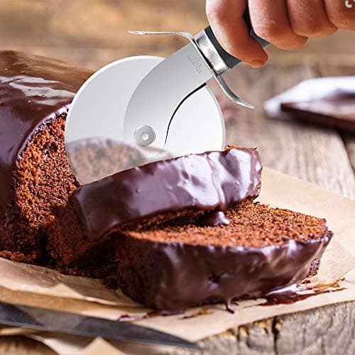 SCHVUBENR Premium Pizza Cutter Wheel - Ultra Sharp Stainless Steel Pizza Slicer with Non-Slip Soft Grip Handle - Multi-Purpose Cutter for Pizza, Dough & Pastry - Dishwasher Safe, Easy to Clean - Black 9