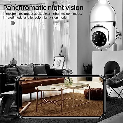 WiFi Light Bulb Security Camera Wireless Outdoor,5G&2.4G Indoor Home Securitys Cameras,3K Light Socket Secur ity Camer a Dotcom,Screw in Cam era,360°Color Night Vision,Ca mera Motion Sensor Alarm 7