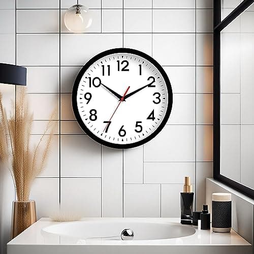 DAXSMY 14 Inch Wall Clock Large Battery Operated Big Silent Non Ticking Analog Clock Decorative for Living Room Office Kitchen Outdoor Classroom Bedroom Bathroom School(Black) 5