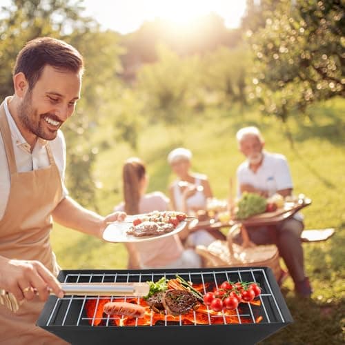 KINGBURN Outdoor Fire Pits for Outside Wood Burning Table Fire Pit with Spark Screen Cover, Fire Bowls Backyard Fire Pit with Fire Poker for Camping Beach (Black, 18.5 Inch) 5