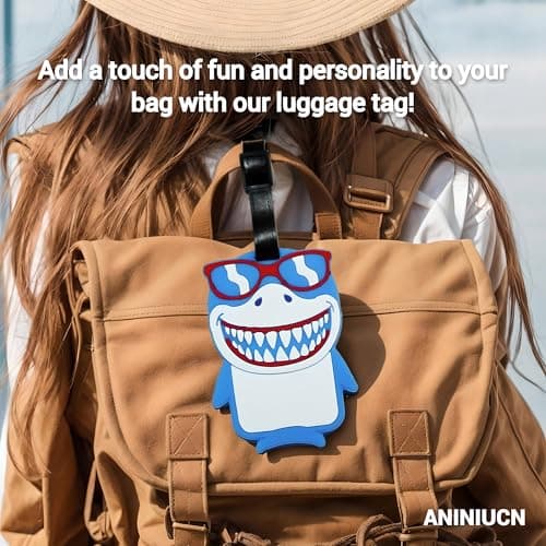 ANINIUCN Shark-Shaped Silicone MUSEGDN Luggage Tags – Fun ID Labels for Suitcases, Backpacks & Travel Bags – Unique Travel Accessories for Teens & Adults 5