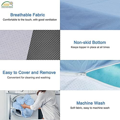 BreezeRest Mattress Topper Twin XL Size 3 Inch Zoned Gel Memory Foam with Bonus Breathable Cover,Air Flow Design US and Euro Certified, Blue 5
