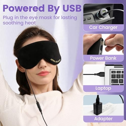 Aroma Season Heated Eye Mask, Warm Eye Compress for Dry Eyes MGD Stye Blephartitis Sinus Migraine, Graphene Heating Element with Natural Lavender Pack (Black) 5