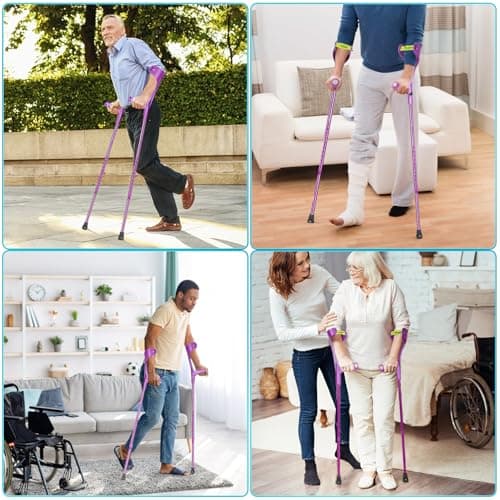 Antdvao Forearm Crutches Pair Folding Forearm Crutches Anti-Drop Cuff Reduces The Hassle of Picking Up Forearm Crutch，Comfortable Grip and Wear-Resistant, Non-Slip Forearm Crutches (Violet) 6