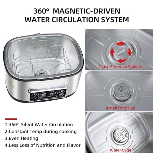 SPOONLEMON Sous Vide Precise Cooker, 8 Quart Stainless Steel Sous Vide Machine with Temperature Control, 6 Preset Shortcuts, LED Touchscreen– All-in-One Sous Vide Cooking Pot for Steak/Poultry/Seafood 5