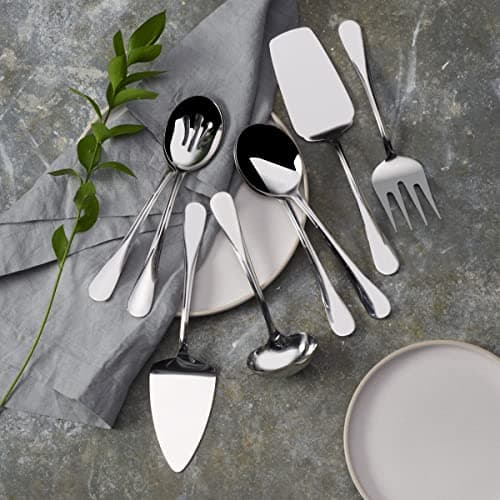 Mikasa Gourmet Basics Kaylee 8-Piece Serving Set, 18/10 Stainless Steel, Soup Ladle, Lasagna Server, Cake Server, Tablespoons, Cold Meat Fork, Dishwasher Safe 5